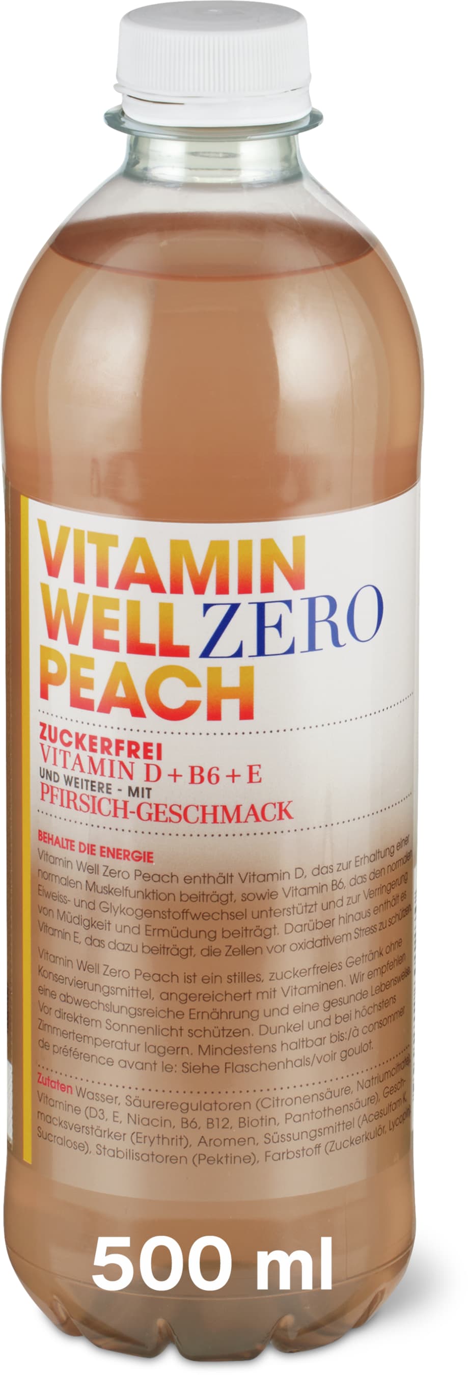 Vitamin Well Pfirsich Zero 6x500ml